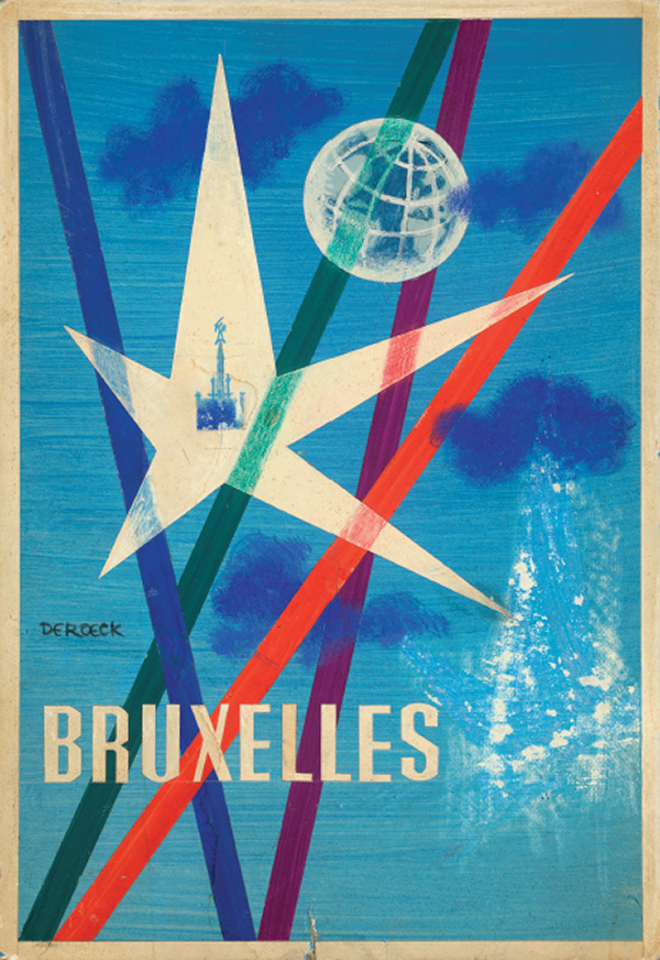 Lucien De Roeck, schets, voorontwerp affiche Expo 58 - 1957