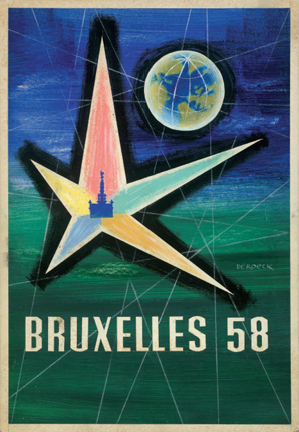 Lucien De Roeck, schets, voorontwerp affiche Expo 58 - 1957