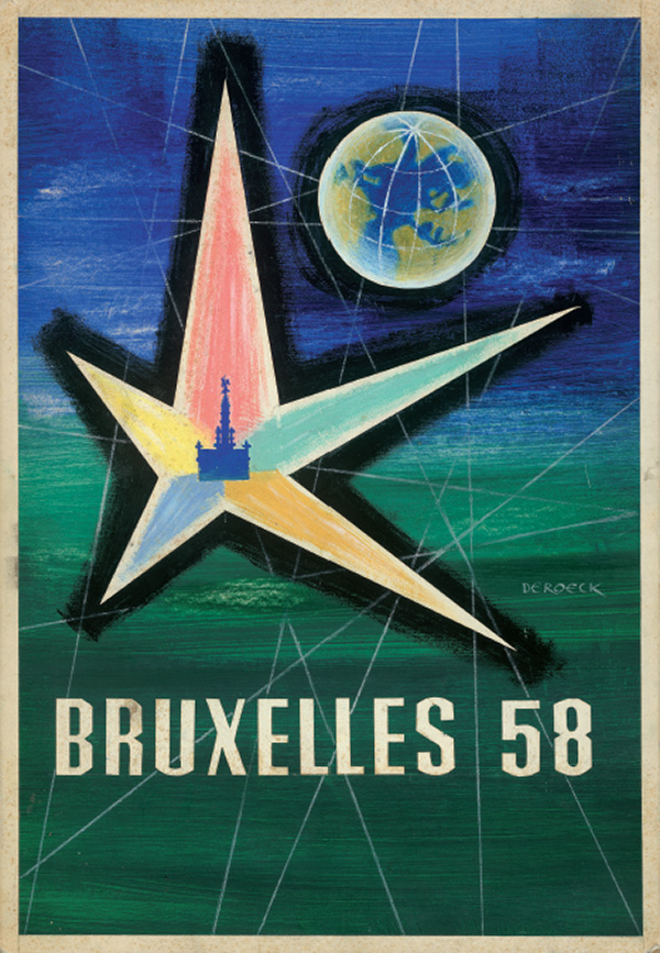 Lucien De Roeck, schets, voorontwerp affiche Expo 58 - 1957