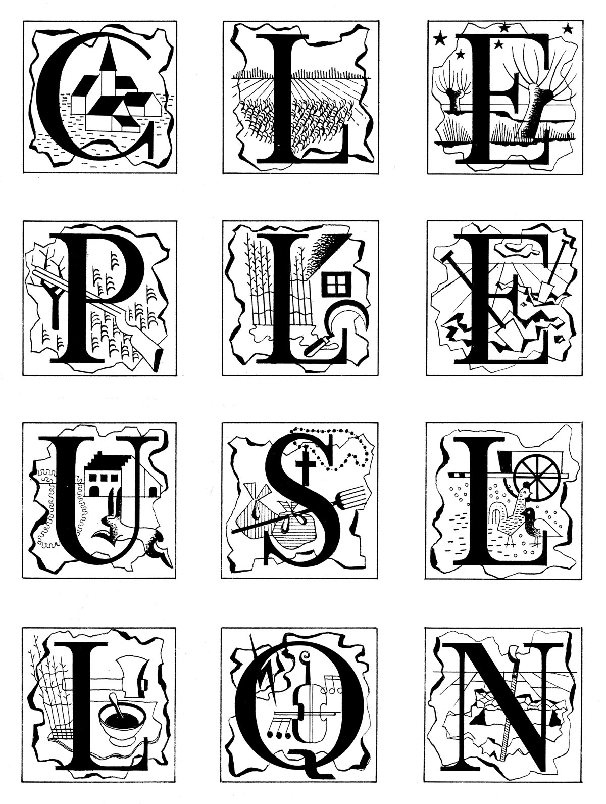 Typografie 12 Geïllustreerde Letters